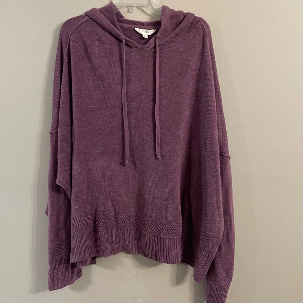 Terra & Sky Women Purple Knit Hoodie Oversized Sweater 4X TS42100057832